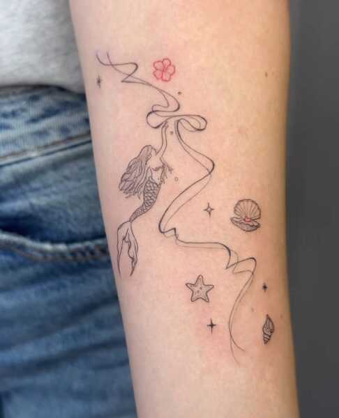 Mermaid tattoos: ocean magic captured in a minimalist design | denzcyy