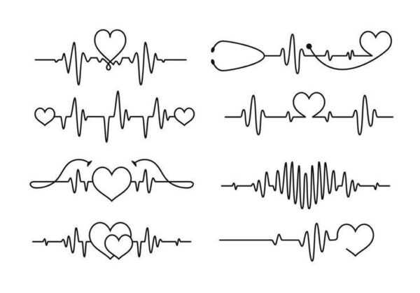 A heartbeat tattoo — the flat line that rises into a pulse and returns to stillness | la niña Claus