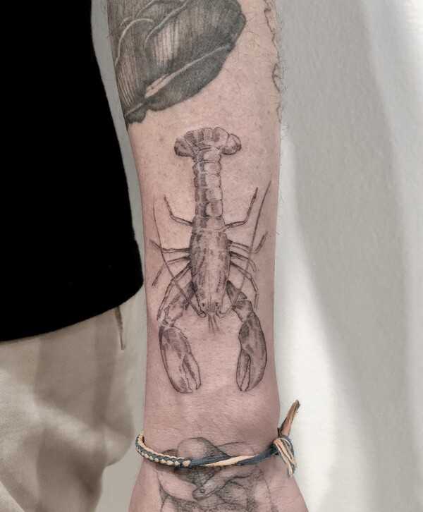 Black and Gray Lobster Tattoo Designs