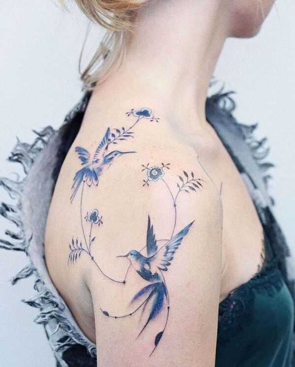 Colorful Hummingbird Tattoo