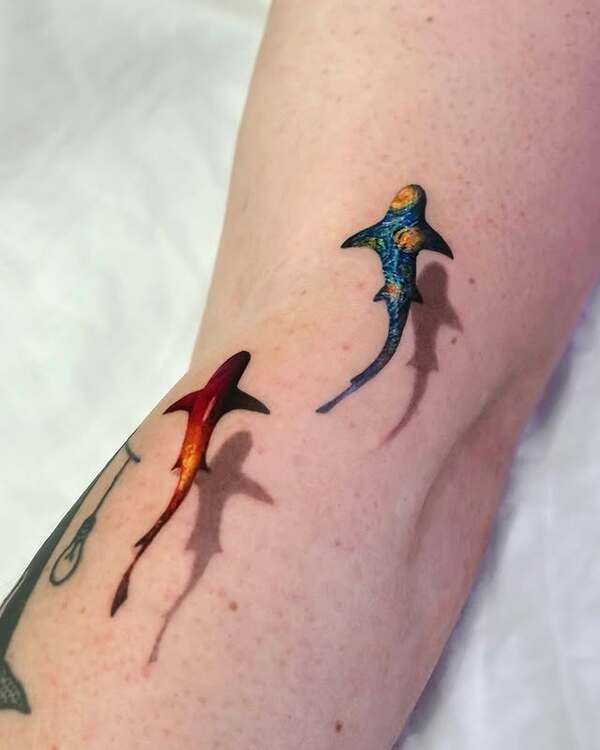 Watercolor Shark Tattoo Bronctattooaus