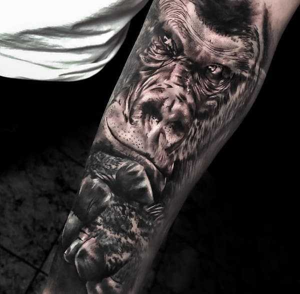 Black and grey gorilla tattoo | elartedelbuho