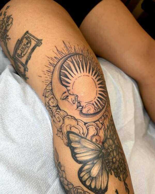 Celestial knee tattoo | kathrynsemusart