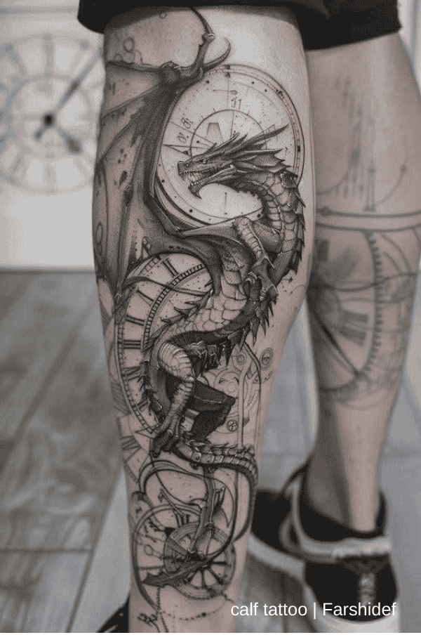 Cool Dragon Leg Tattoos