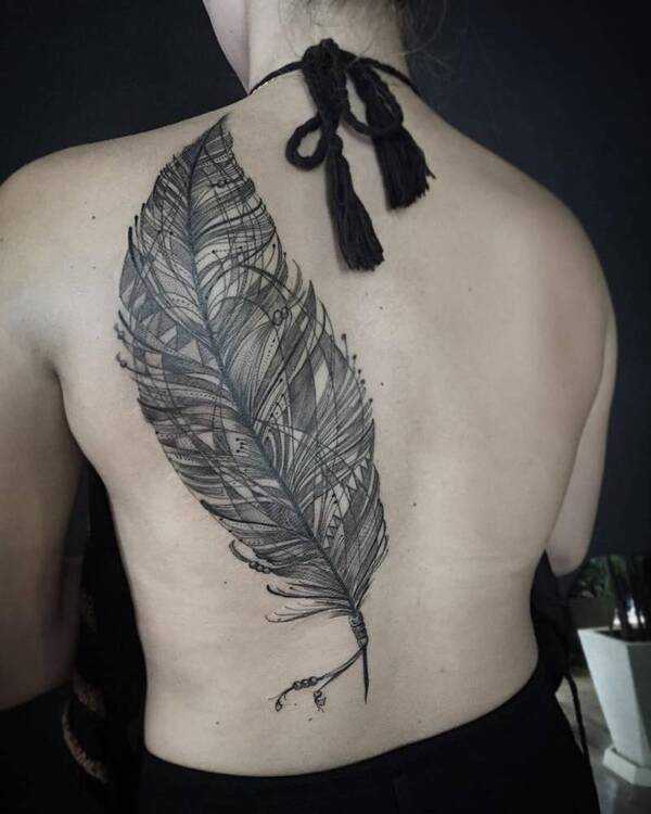 Plume Tattoo on Back