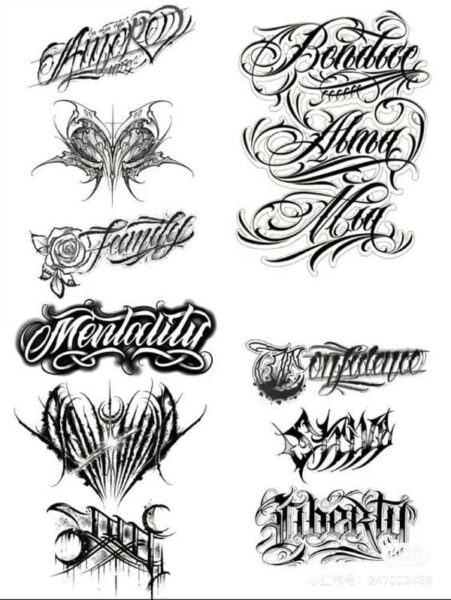 Digital tattoo lettering design