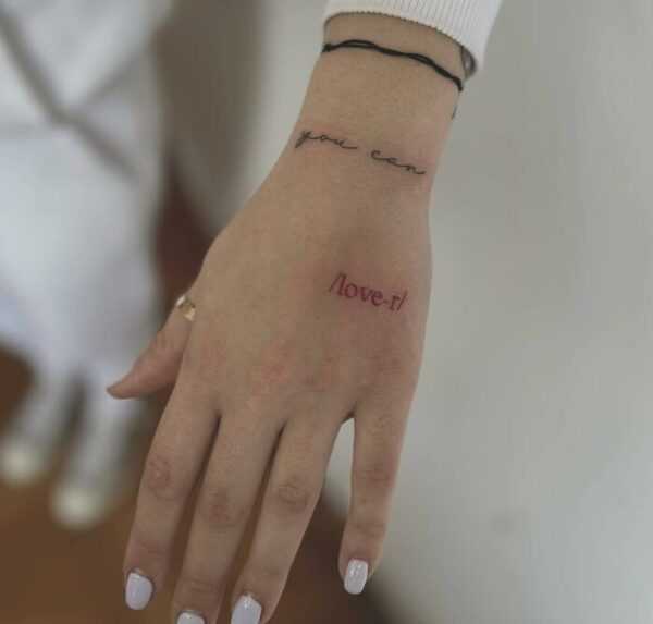 Lover Word Tattoo On Hand