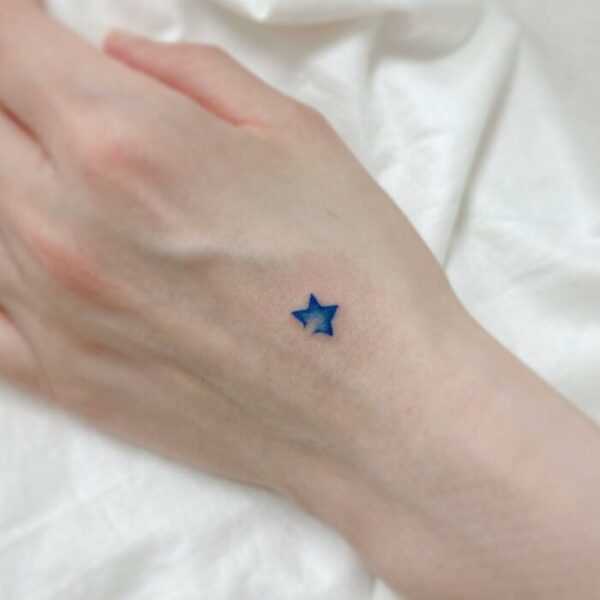 Blue Small Star Tattoo