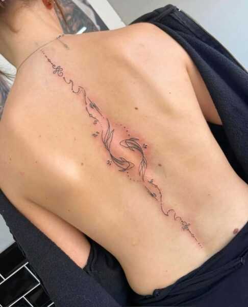 Koi Fish in Vertical Ascent | Daceyfarrelltattoos
