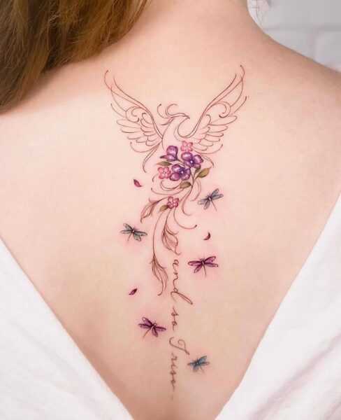 Phoenix Rising Spine Tattoos For Women | tnncay