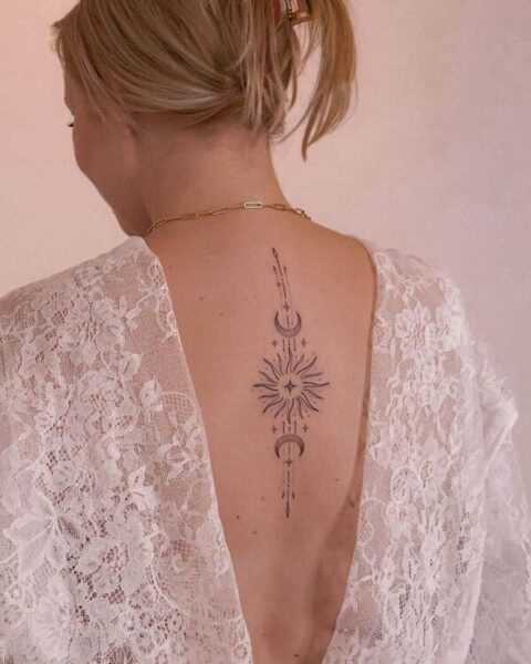Celestial Sun and Crescent Moon Stack | Tattoo Connect